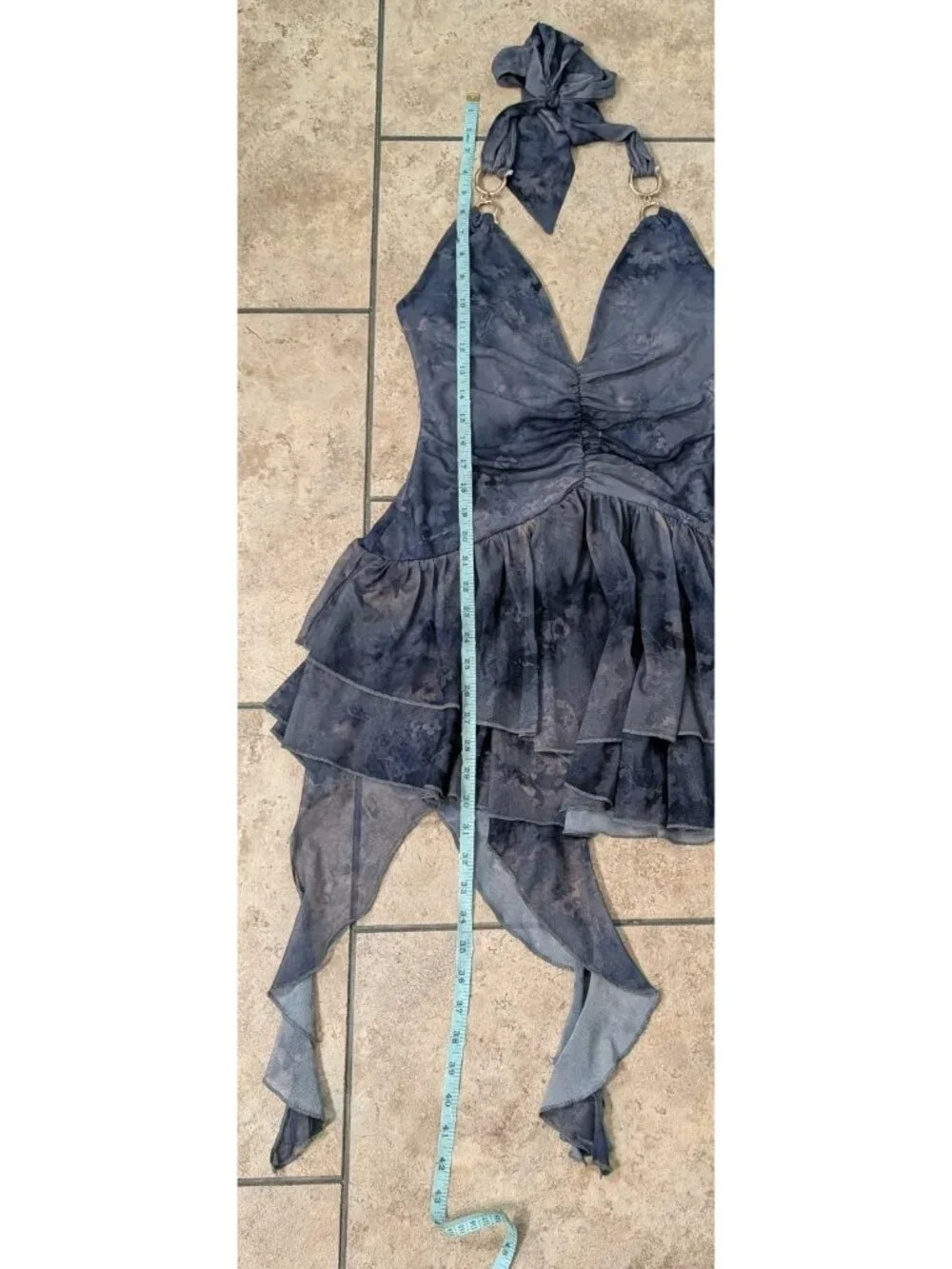 Urban Outfitters Womens M Blue Uo Rosa Mesh Halter Mini Dress Fairy Goth Grunge